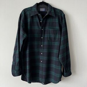 Vintage 1970's Pendelton Men's Black Watch Tartan Shirt Size L Long Sleeve Plaid